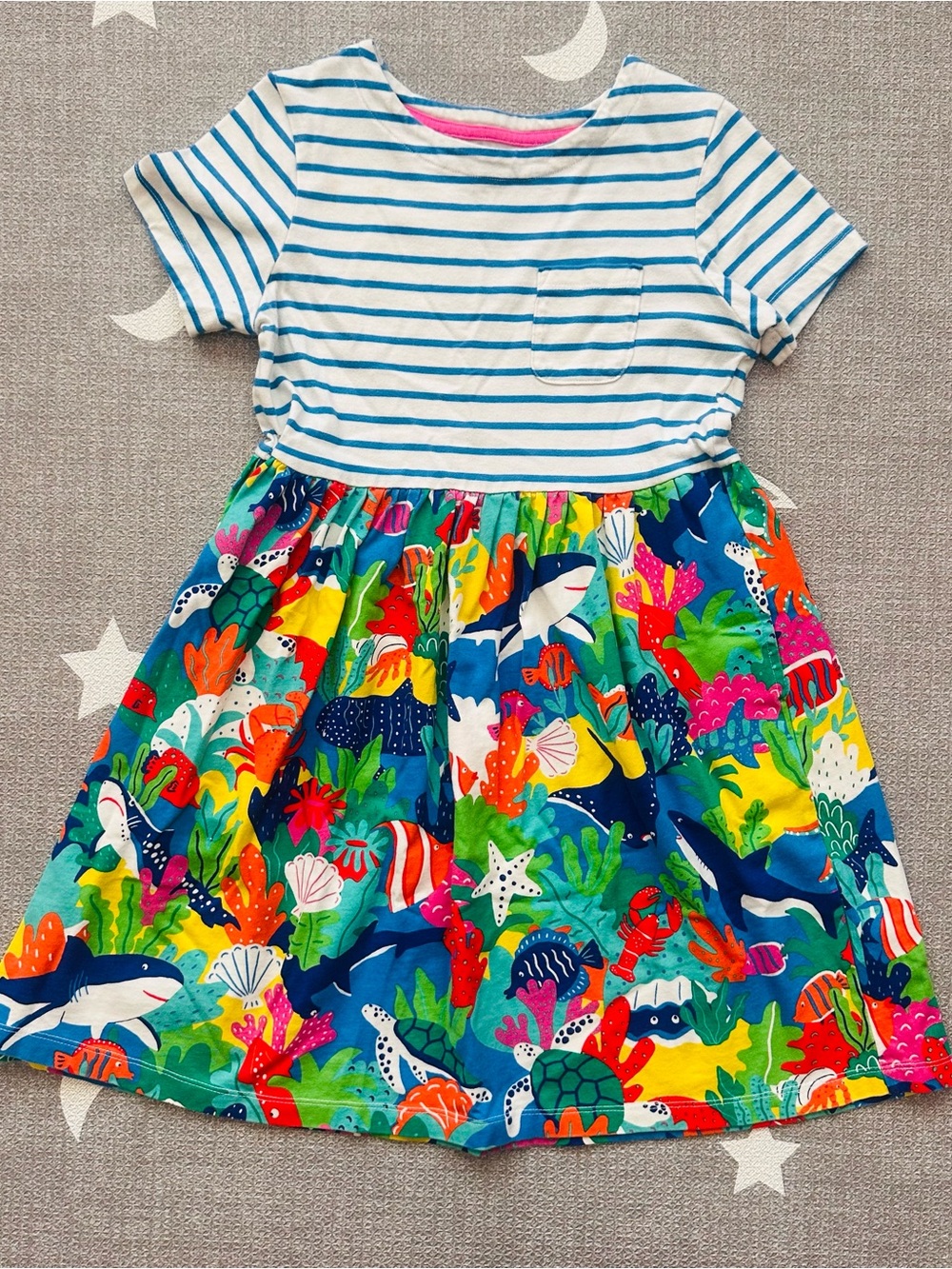 Mini Boden Striped Ocean Pocket Dress